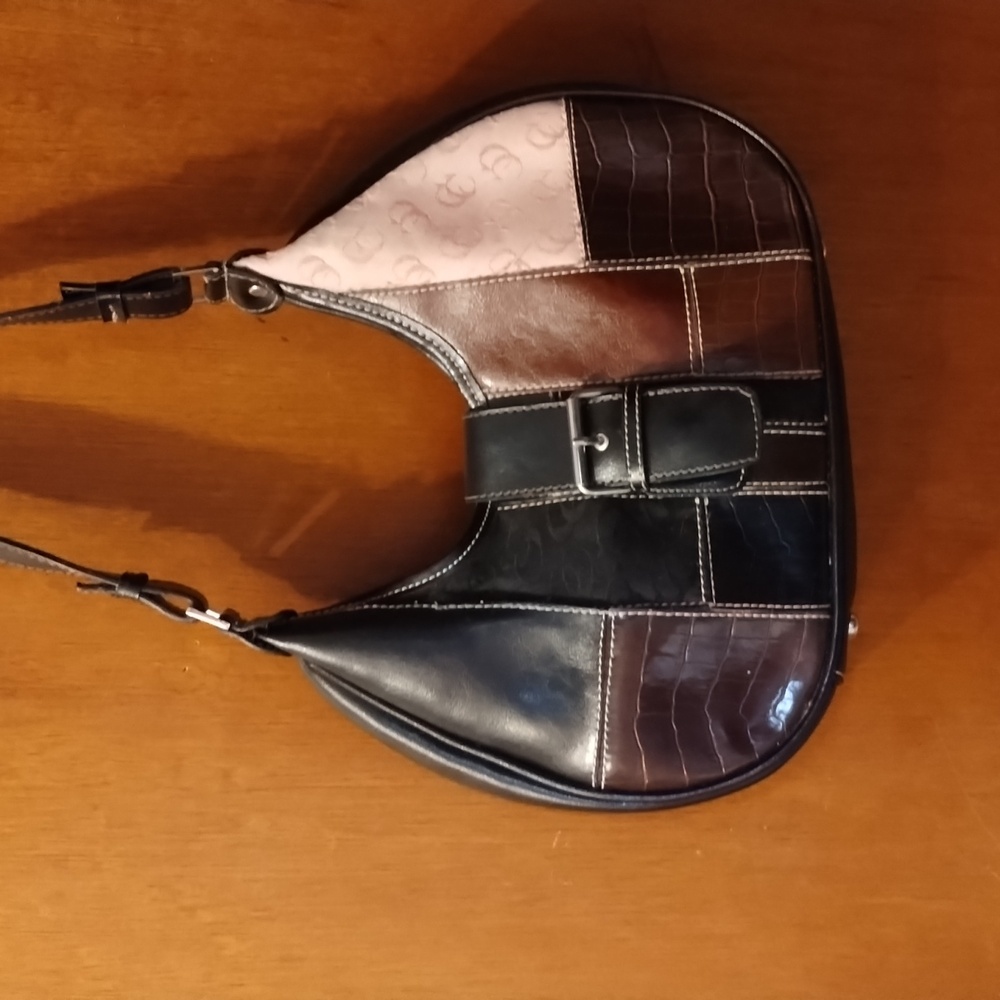Genuine leather patchwork shoulder